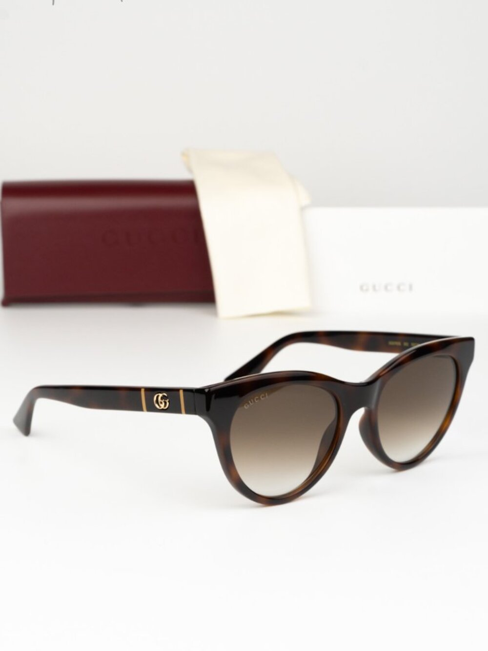 Gucci Women Sunglasses Havana Brown Gradient Cat Eye GG0763S 002 NEW AUTHENTIC